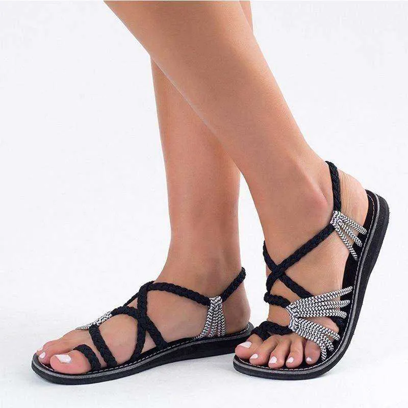 2021 Boho Handmade Breathable Braided Sandals