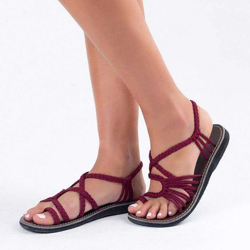 2021 Boho Handmade Breathable Braided Sandals