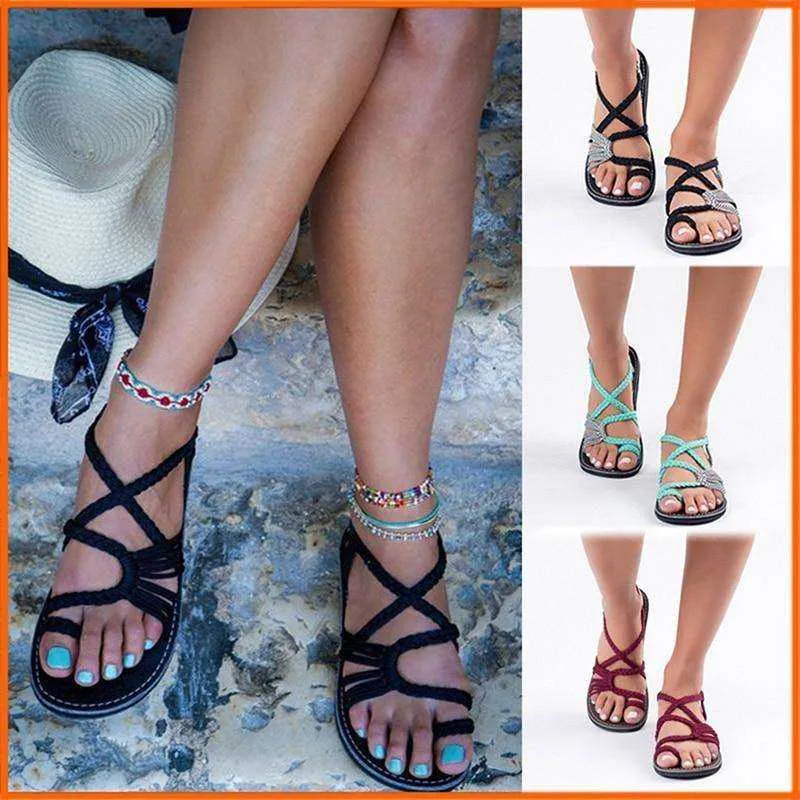 2021 Boho Handmade Breathable Braided Sandals