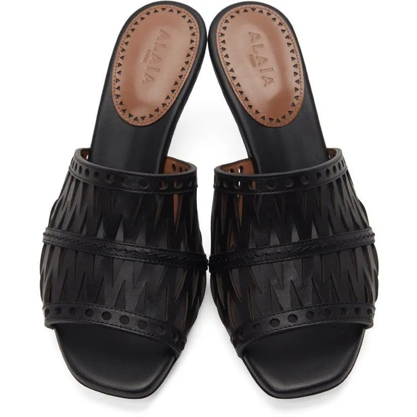 ALAÃA Black Openwork Decoupe Sandals
