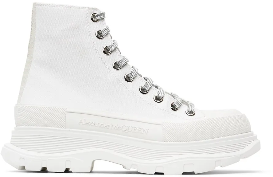 Alexander McQueen SSENSE Exclusive White Canvas Tread Slick Boots