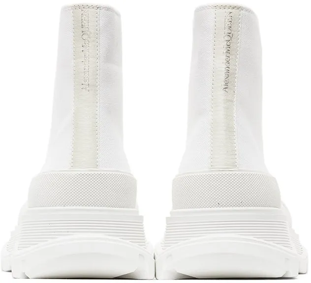Alexander McQueen SSENSE Exclusive White Canvas Tread Slick Boots