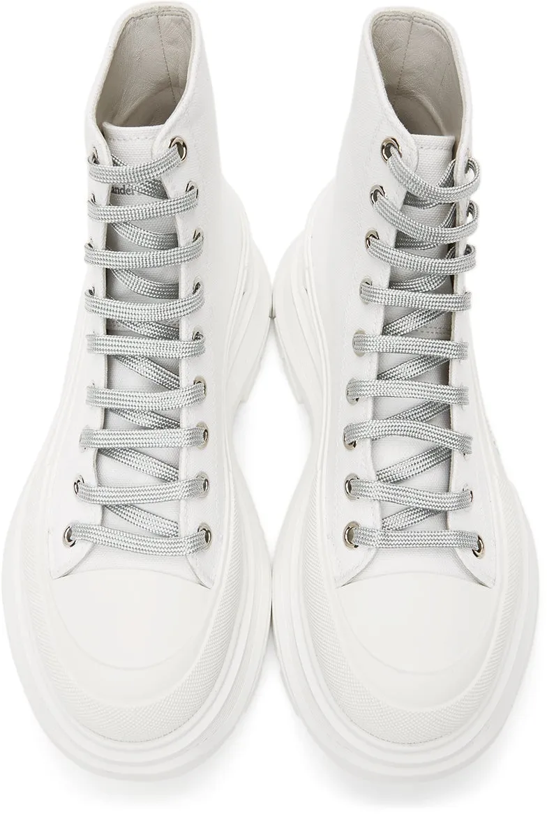 Alexander McQueen SSENSE Exclusive White Canvas Tread Slick Boots