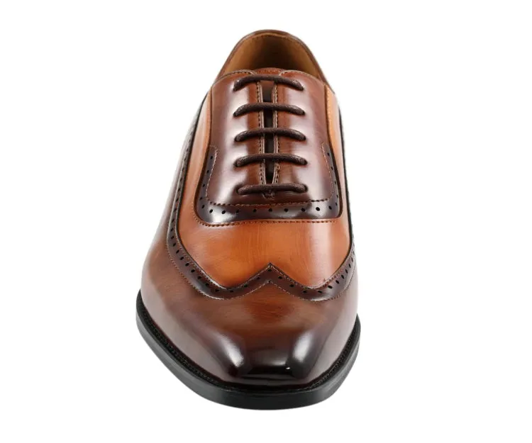 Amali Everett Distinguished Tan Wingtip Oxfords Men’s Pu Leather