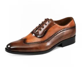 Amali Everett Distinguished Tan Wingtip Oxfords Men’s Pu Leather