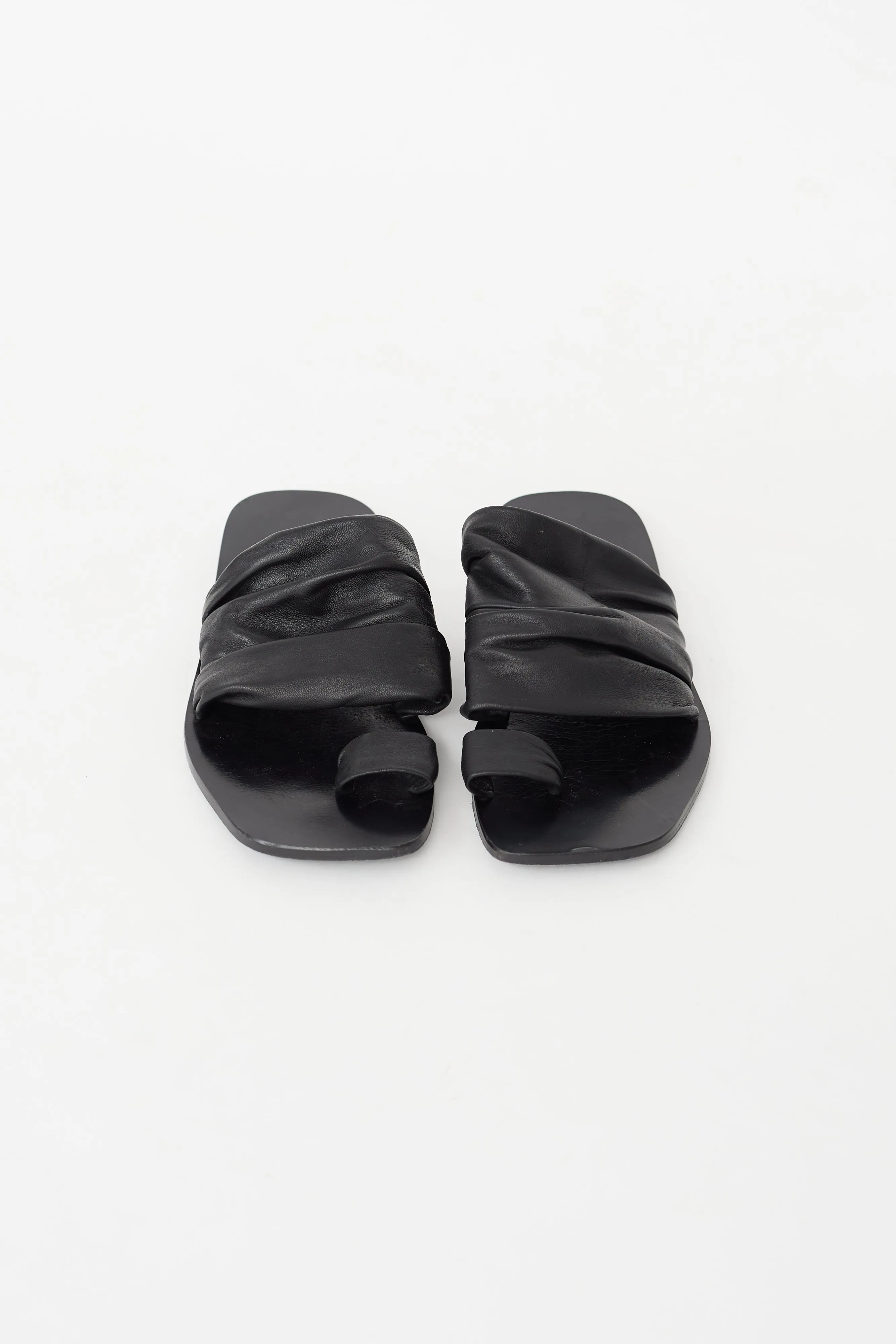 Black Leather Drape Sandal