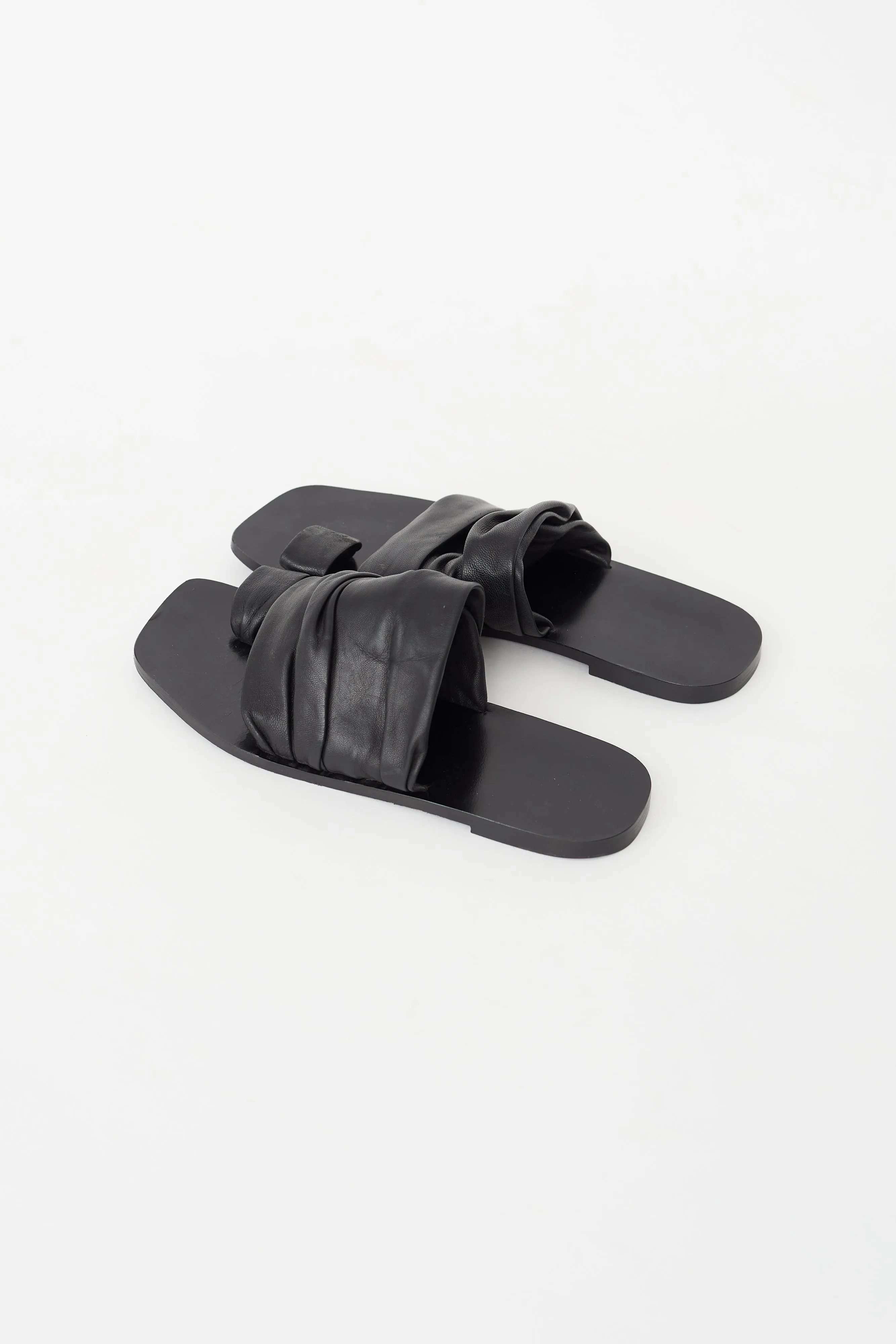 Black Leather Drape Sandal