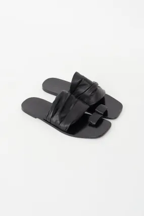Black Leather Drape Sandal