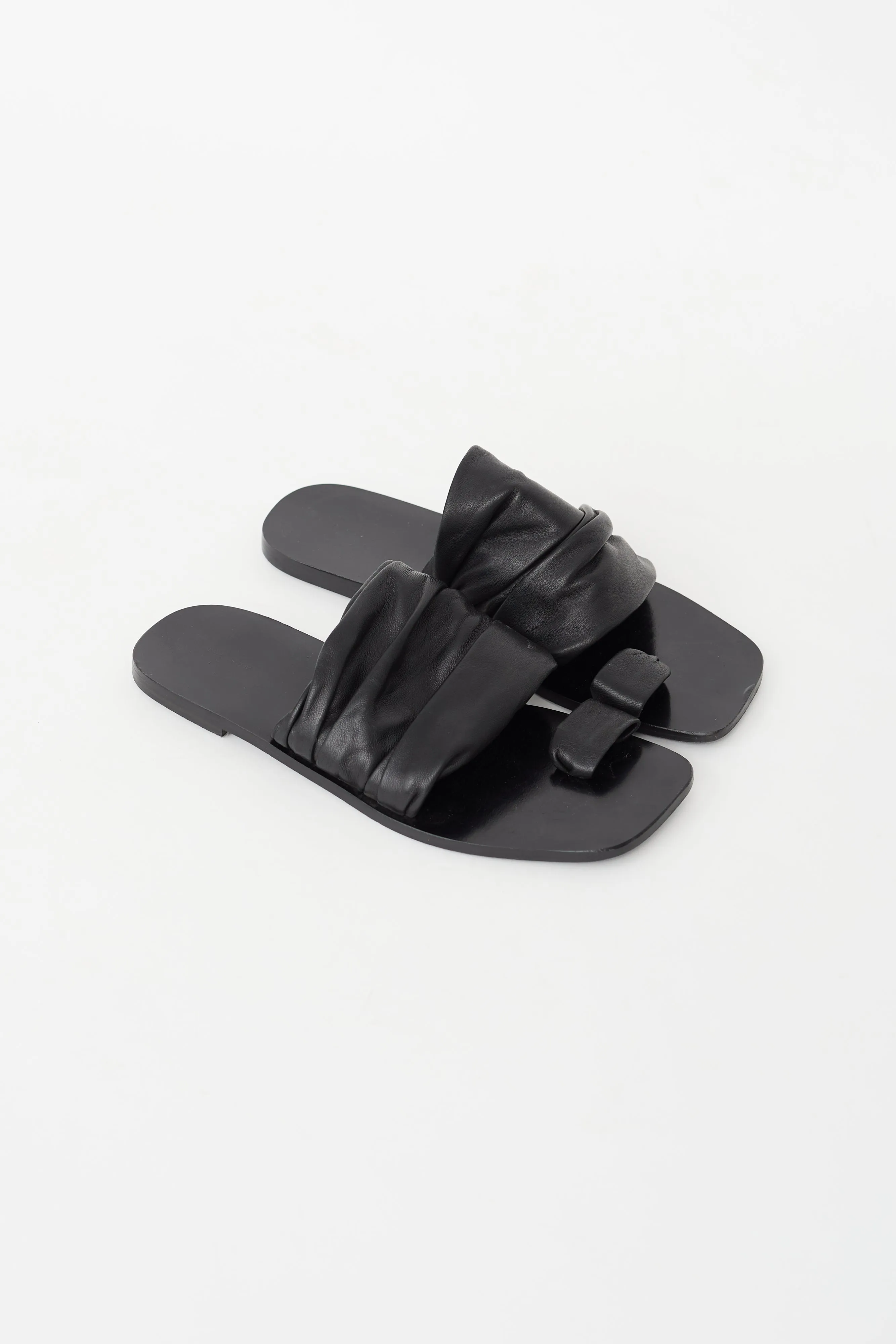 Black Leather Drape Sandal