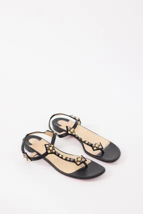 Black Leather Kaleicadra Studded Sandal
