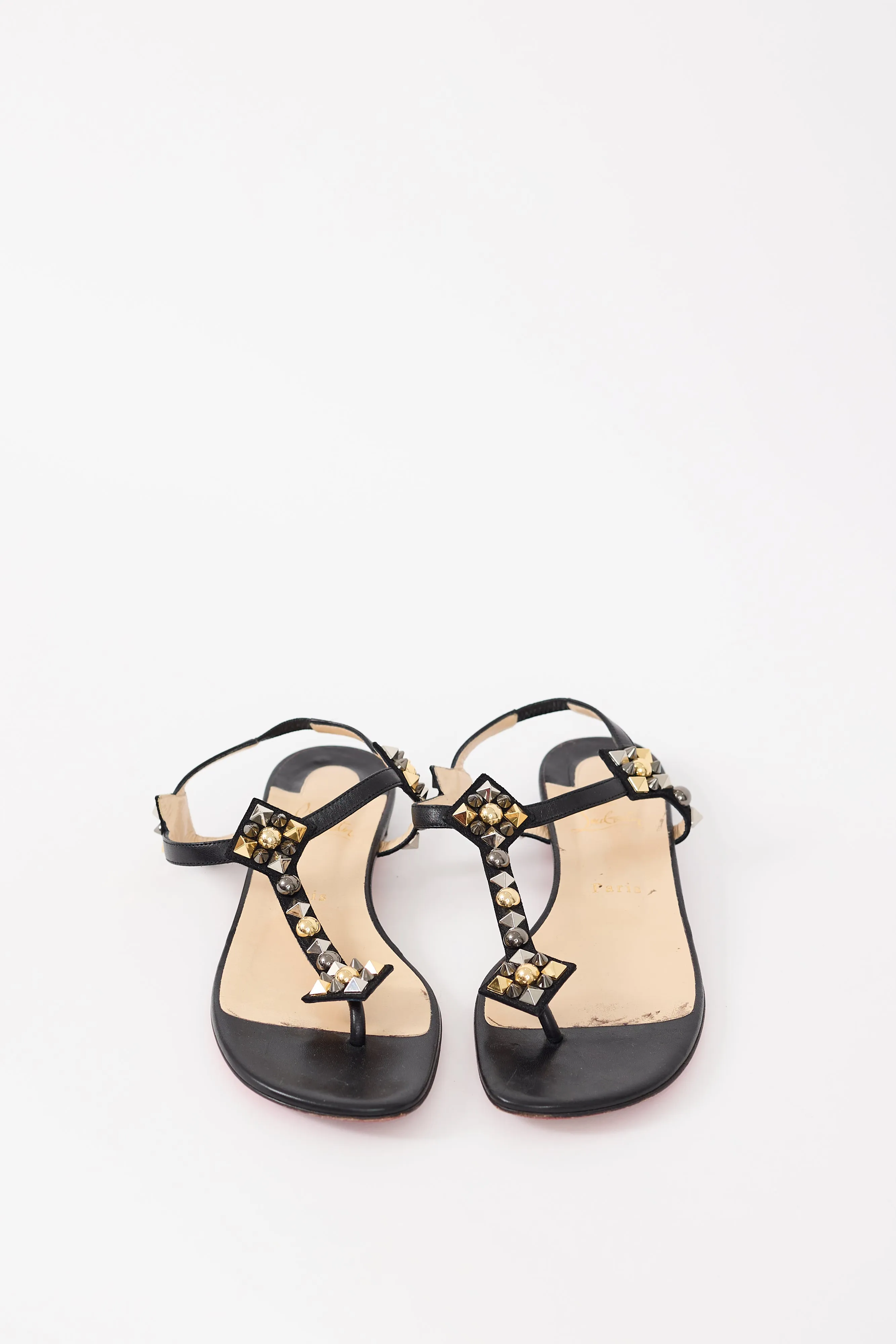 Black Leather Kaleicadra Studded Sandal