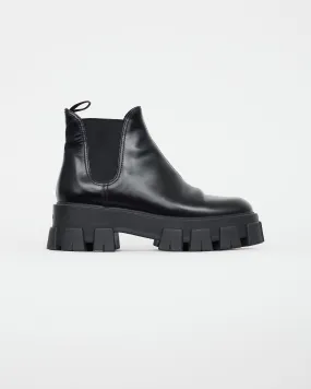 Black Leather Monolith Ankle Boot