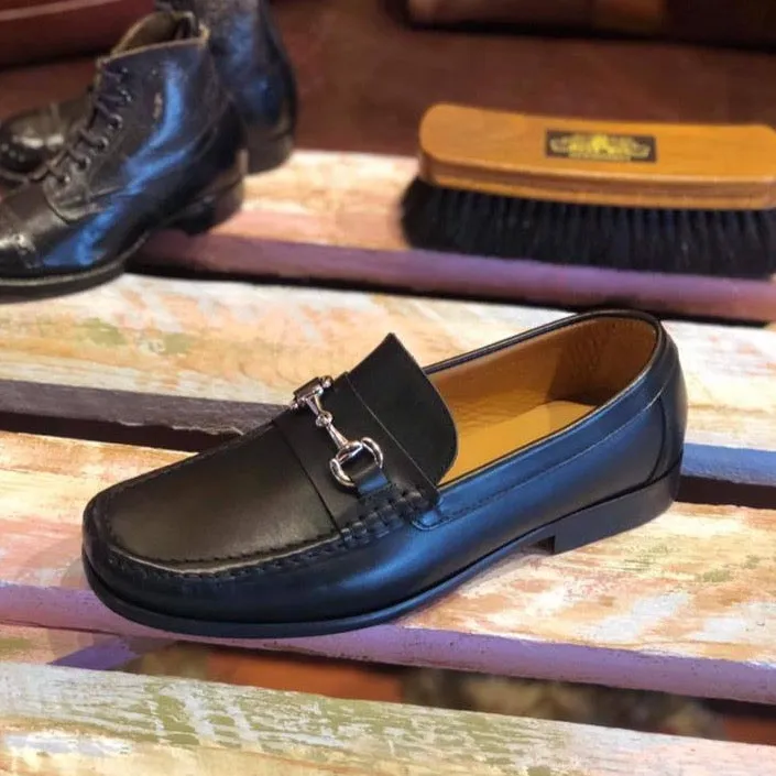 Black Leather Nickel Buckle