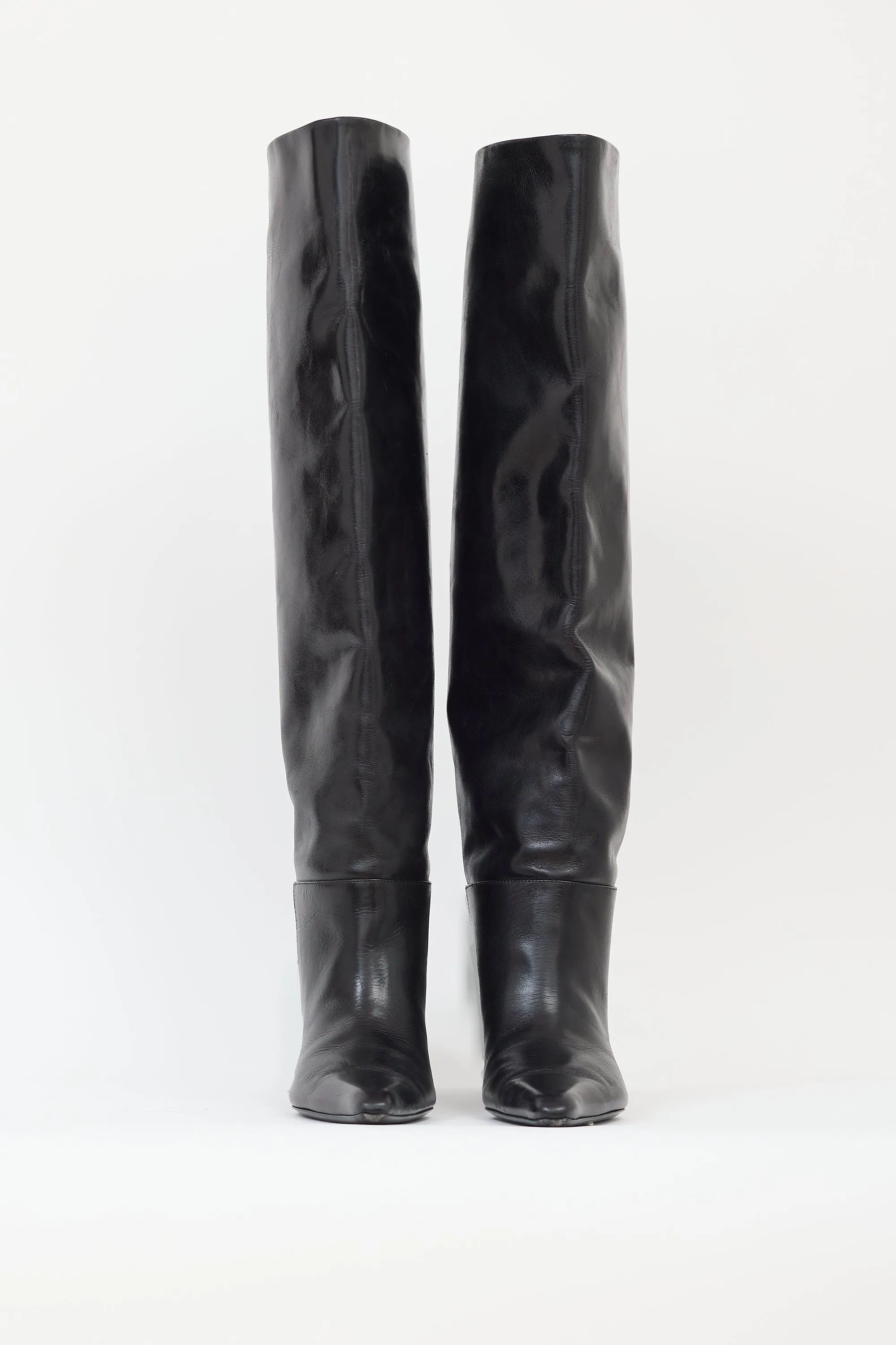 Black Leather Viola 65 Slouch Boot