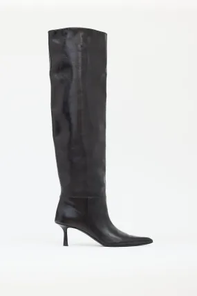 Black Leather Viola 65 Slouch Boot