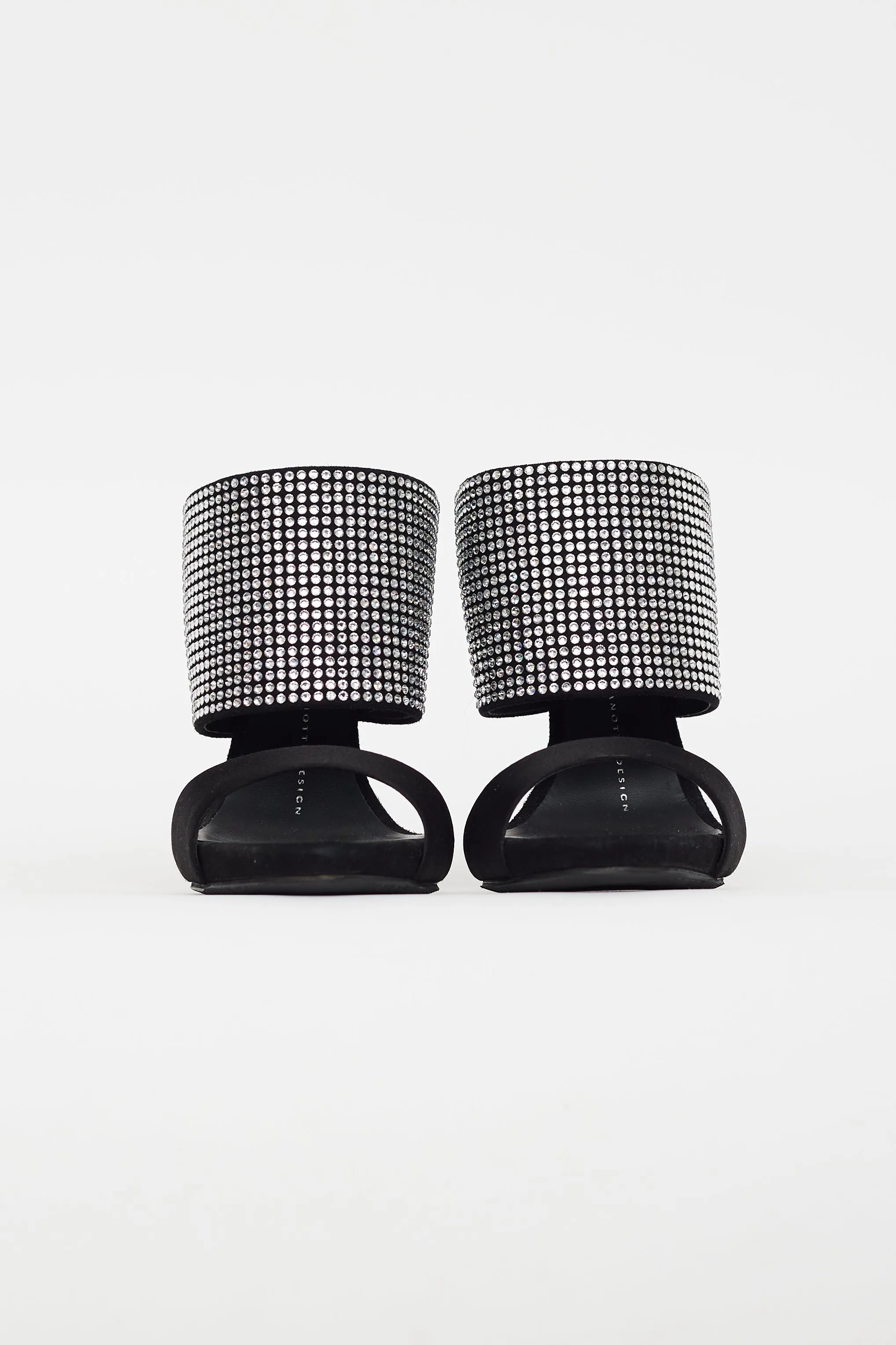 Black Satin & Rhinestone Strap Sandal