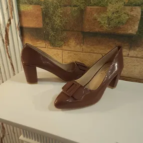Brown Buckle Court Shoes