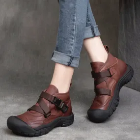 Buckle Accents Casual Leather Shoes