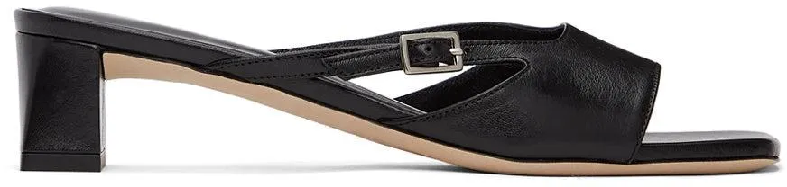 BY FAR Black Pat Heeled Sandals