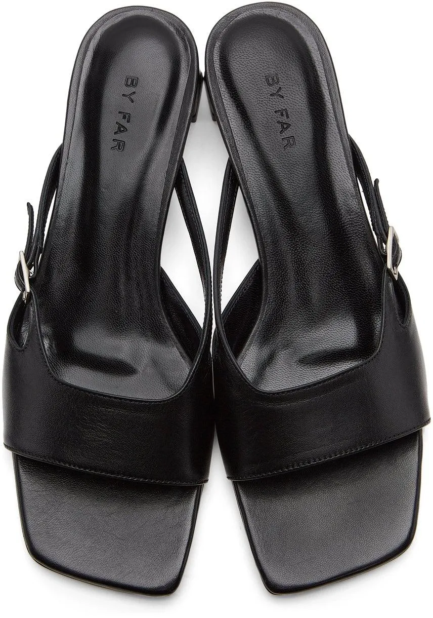 BY FAR Black Pat Heeled Sandals