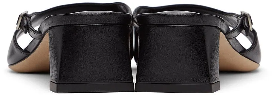 BY FAR Black Pat Heeled Sandals
