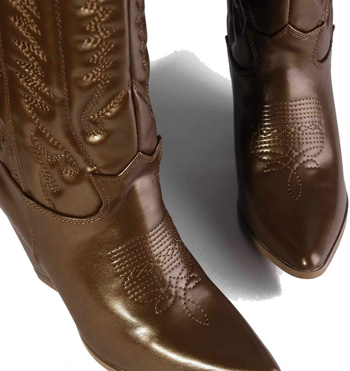 Cape Robbin SOUTHERN BELLE Cowgirl Mid Calf Pointy Toe Boots BROWN (8, BROWN)