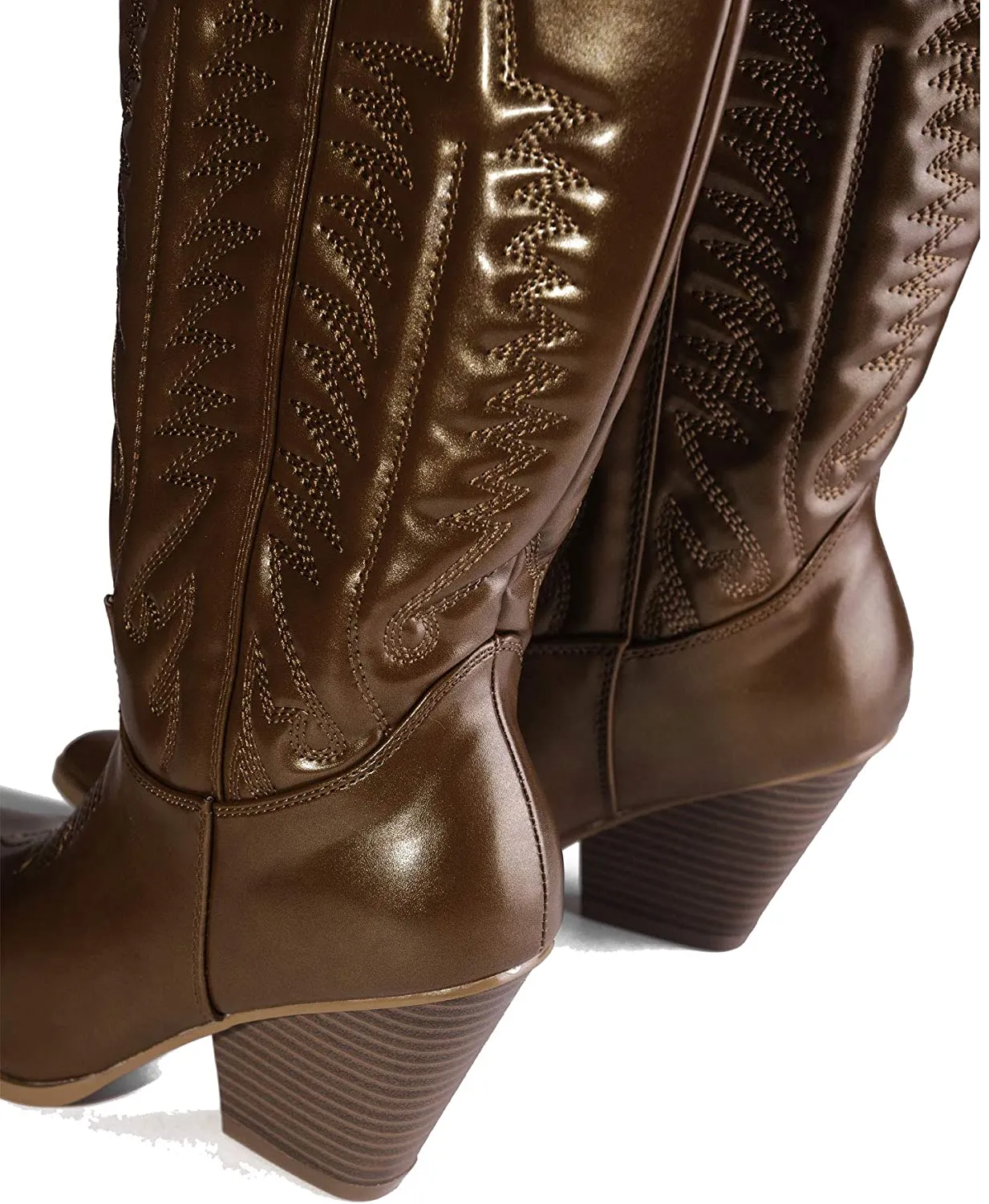 Cape Robbin SOUTHERN BELLE Cowgirl Mid Calf Pointy Toe Boots BROWN (8, BROWN)