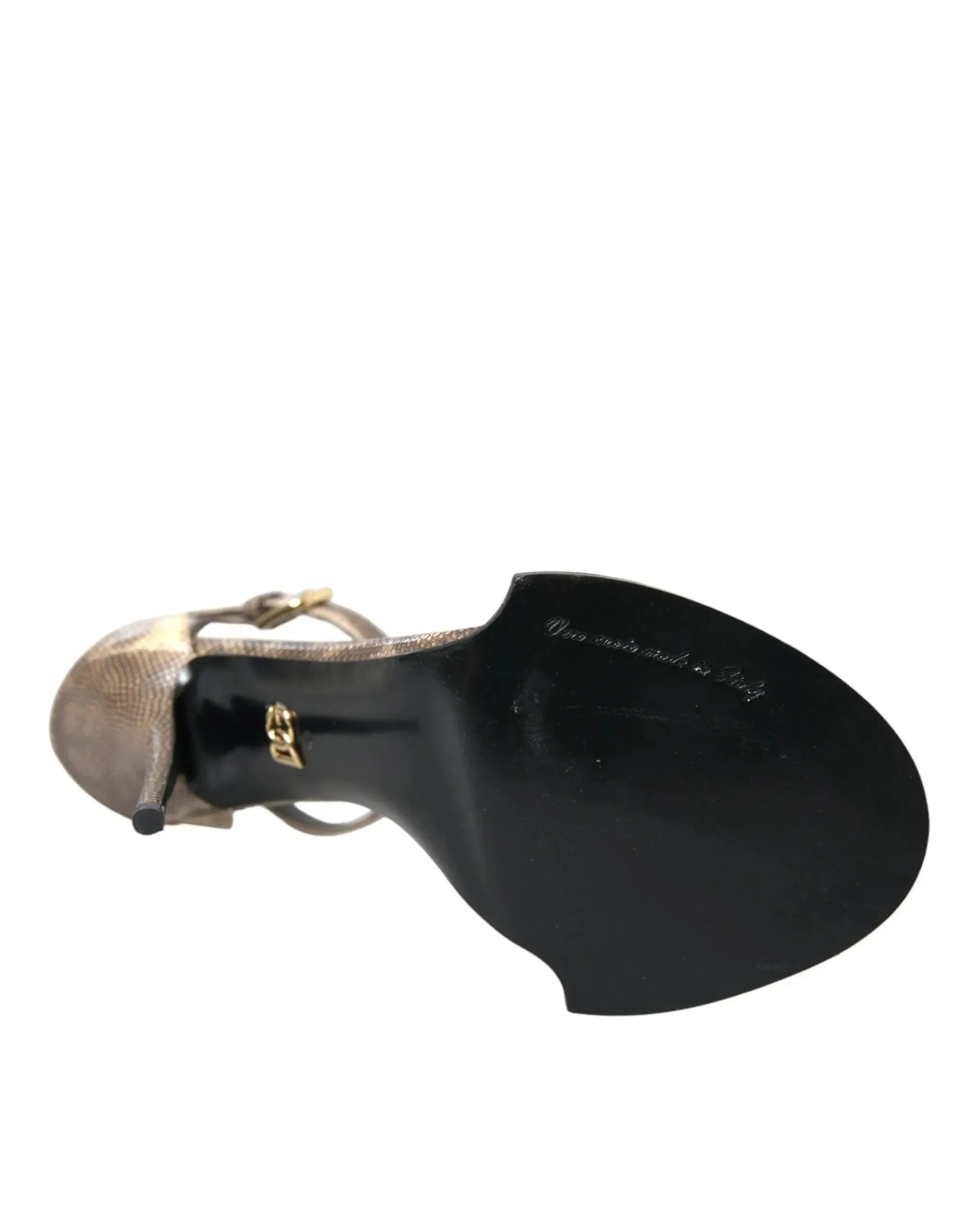 Dolce & Gabbana Brown Exotic Leather Crystal Sandals