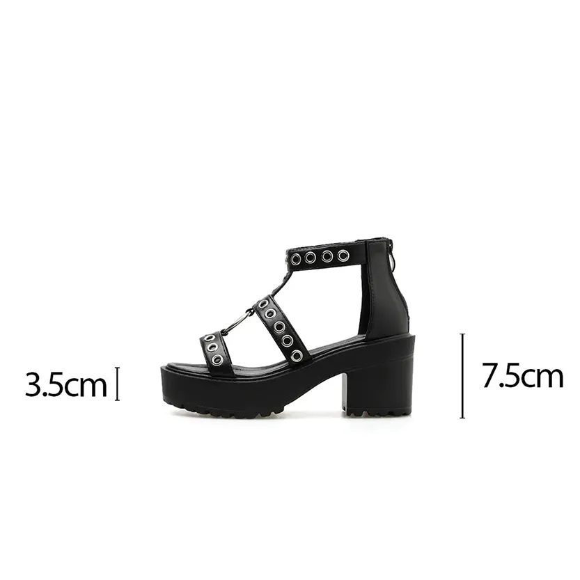 Funki Buys | Shoes | Women's Gothic Rivet Ring Platform Sandal