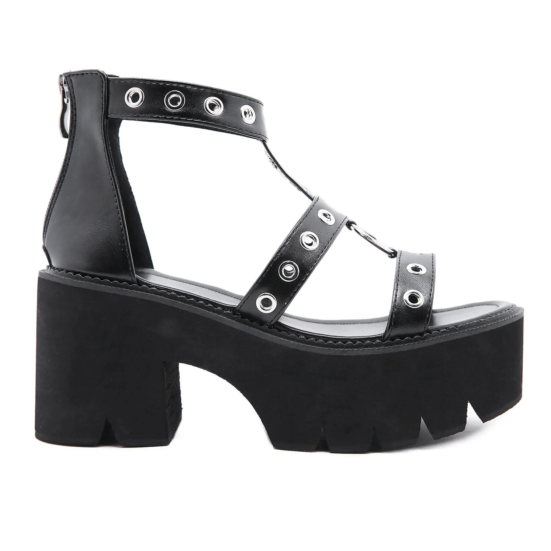 Funki Buys | Shoes | Women's Gothic Rivet Ring Platform Sandal
