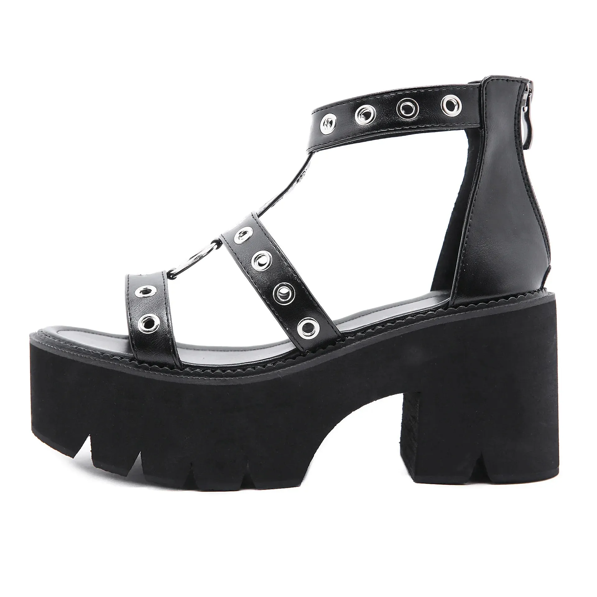 Funki Buys | Shoes | Women's Gothic Rivet Ring Platform Sandal