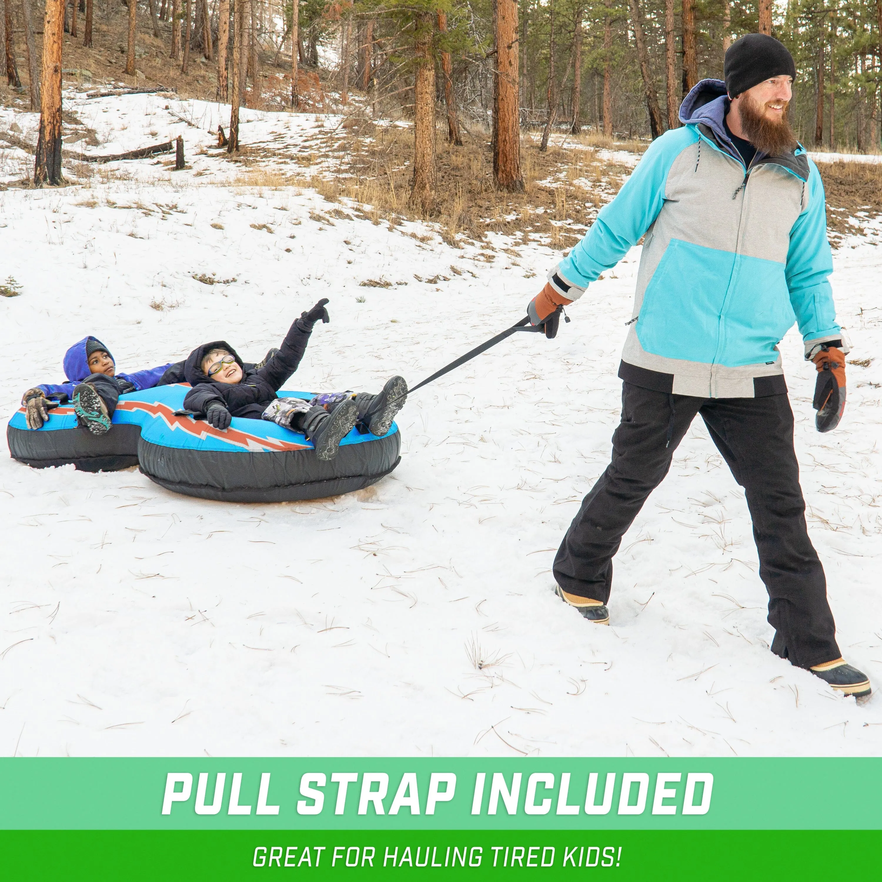 GoSports Heavy-Duty 2 Person Winter Snow Tube with Premium Canvas Cover - Retro