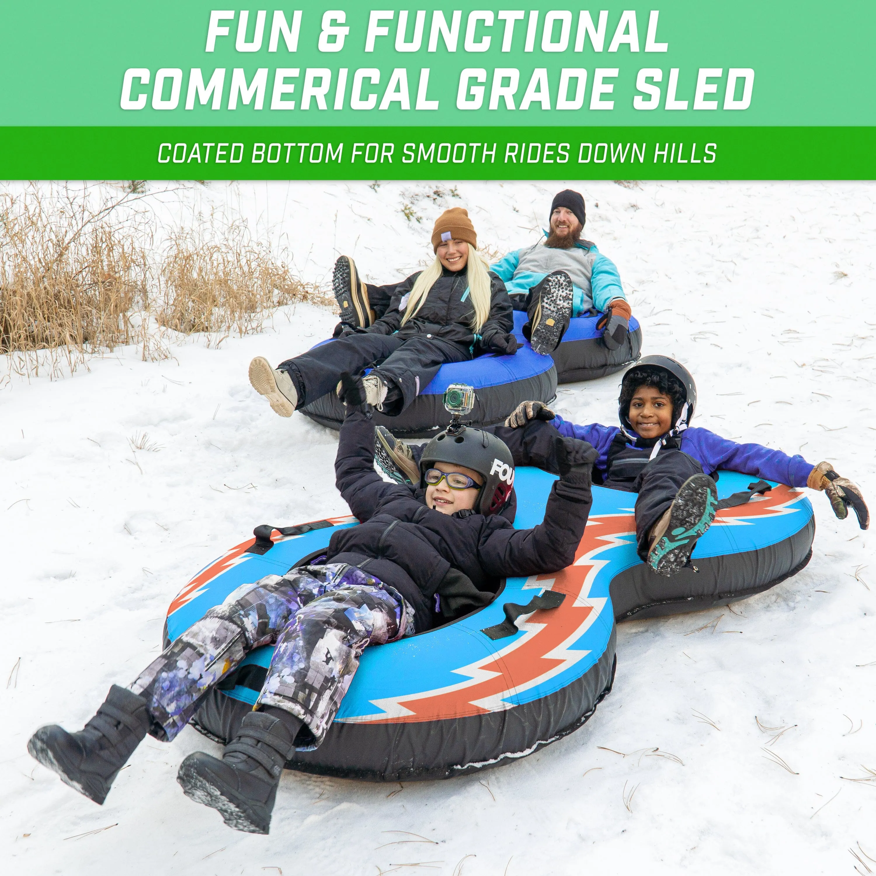 GoSports Heavy-Duty 2 Person Winter Snow Tube with Premium Canvas Cover - Retro