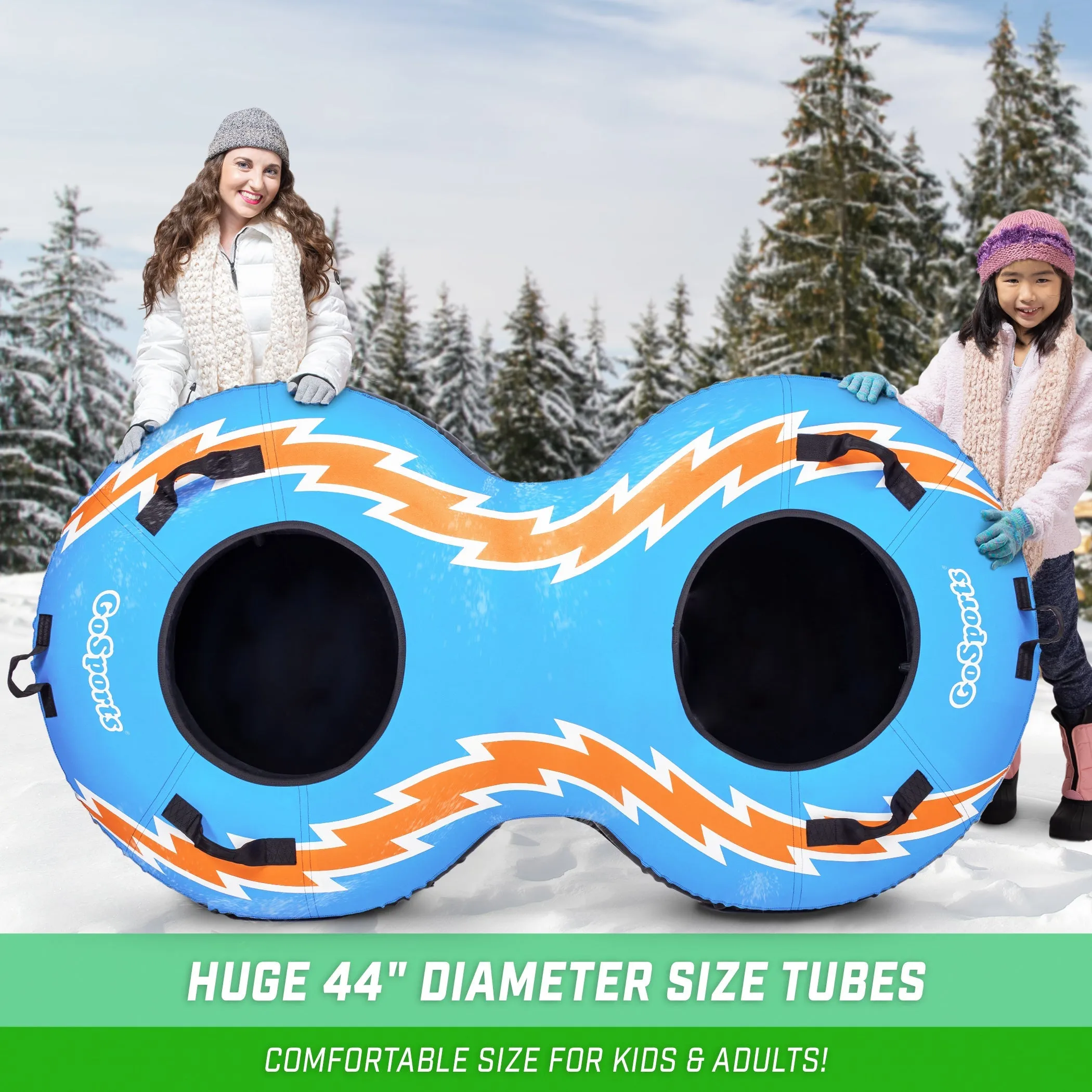 GoSports Heavy-Duty 2 Person Winter Snow Tube with Premium Canvas Cover - Retro