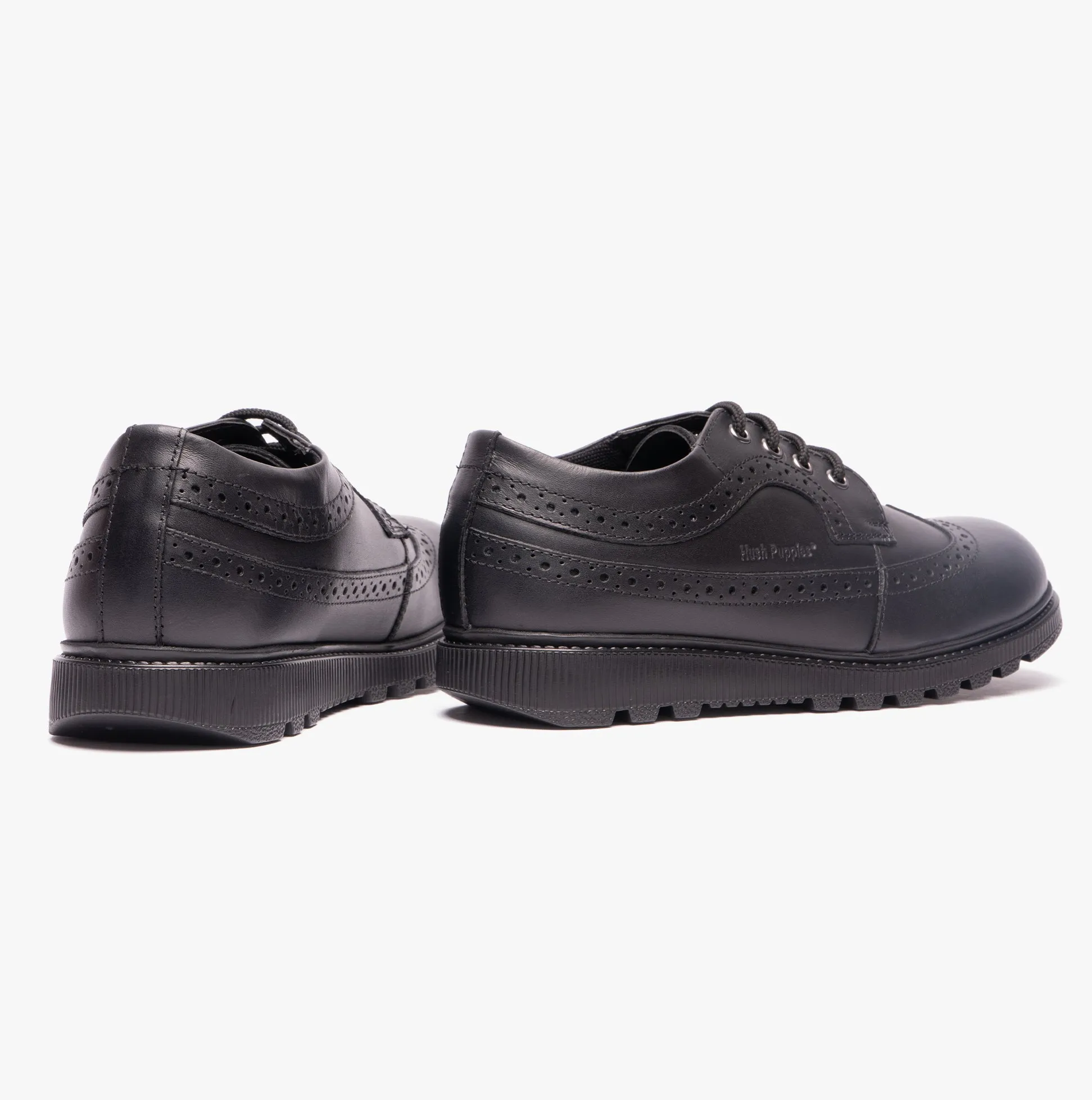 Hush Puppies FELICITY SENIOR Girls Leather Oxford Shoes Black