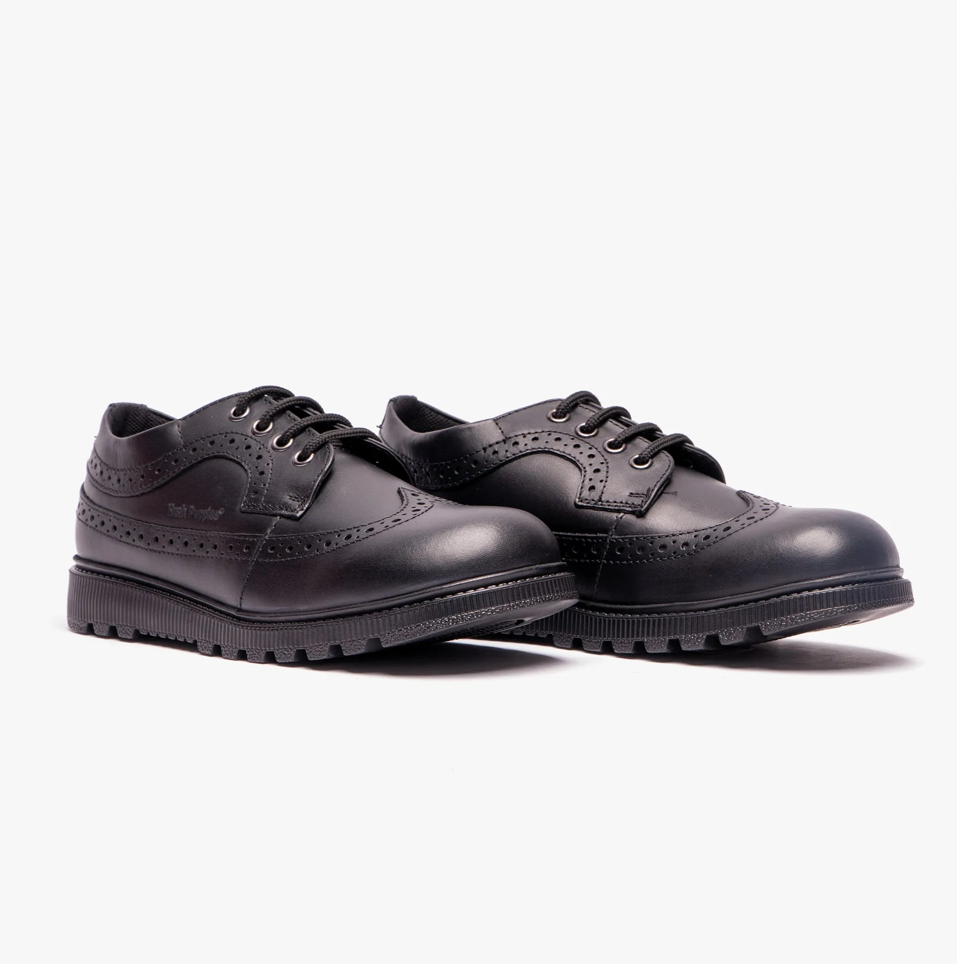 Hush Puppies FELICITY SENIOR Girls Leather Oxford Shoes Black