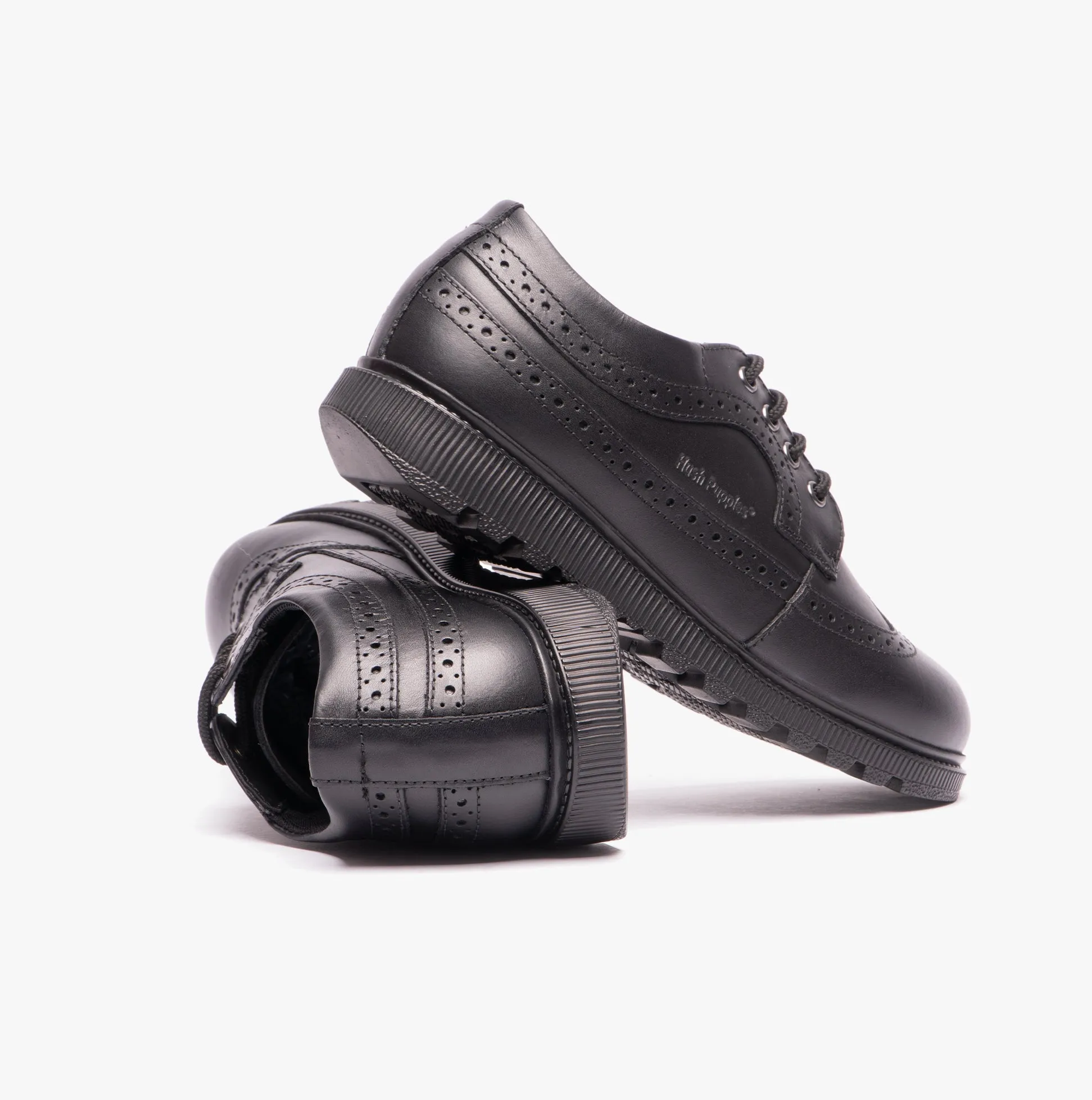 Hush Puppies FELICITY SENIOR Girls Leather Oxford Shoes Black