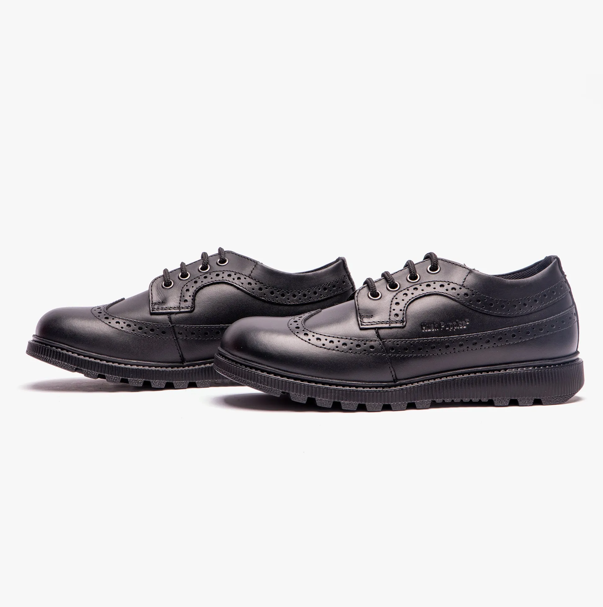 Hush Puppies FELICITY SENIOR Girls Leather Oxford Shoes Black