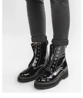 LUXE SEVEN DESIGN LACE UP BOOTS WITH CHUNKY SOLE