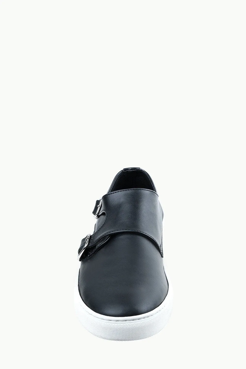 Men's Monk Strap Black Leather Plimsolls