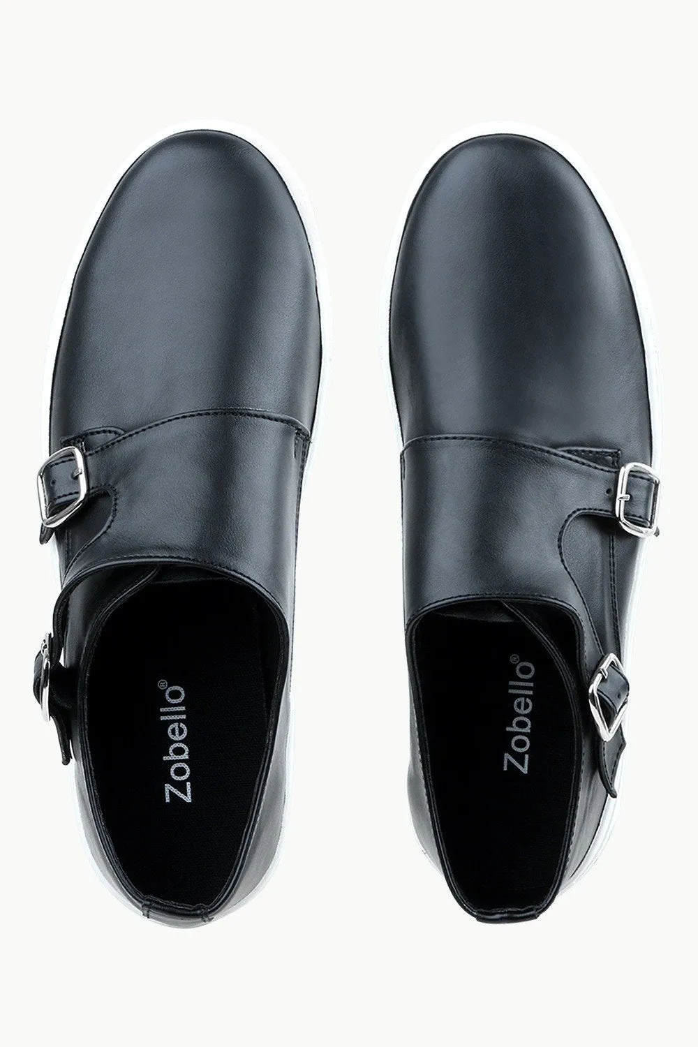 Men's Monk Strap Black Leather Plimsolls