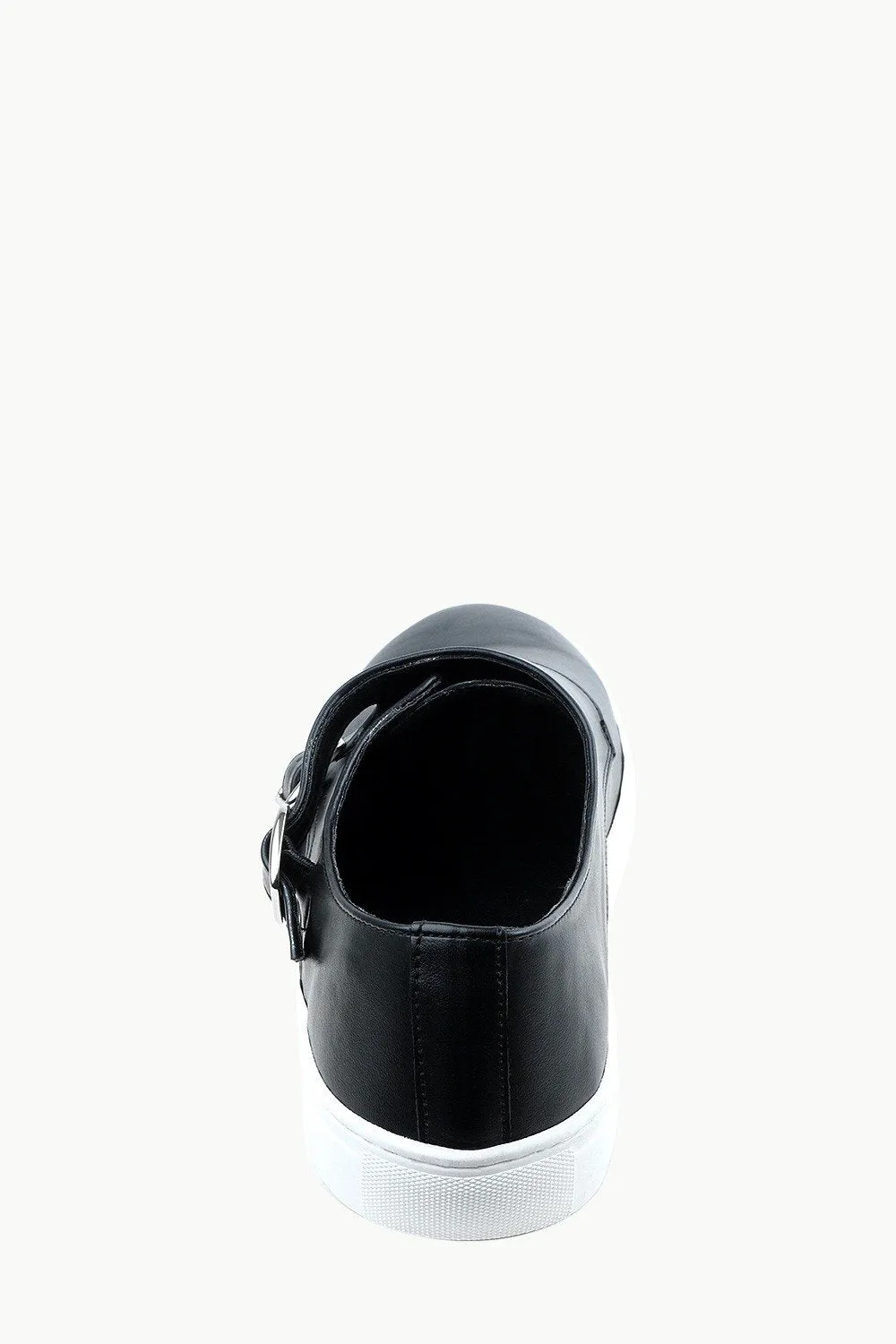 Men's Monk Strap Black Leather Plimsolls