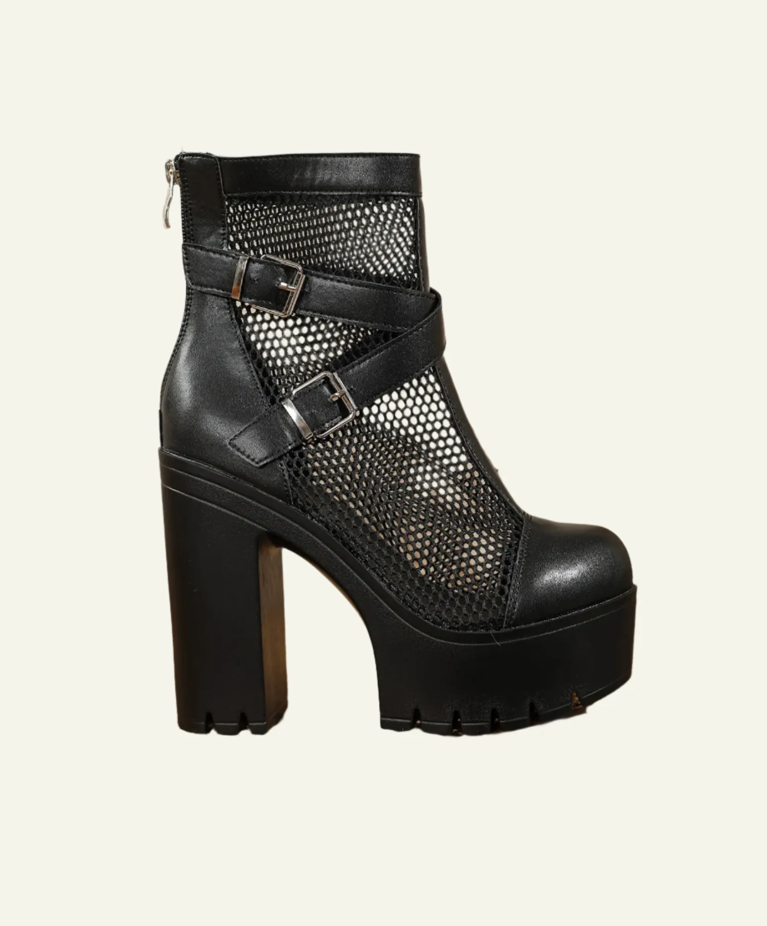 Mesh Cutout Platform Boots