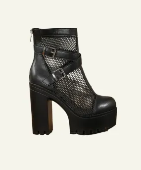 Mesh Cutout Platform Boots