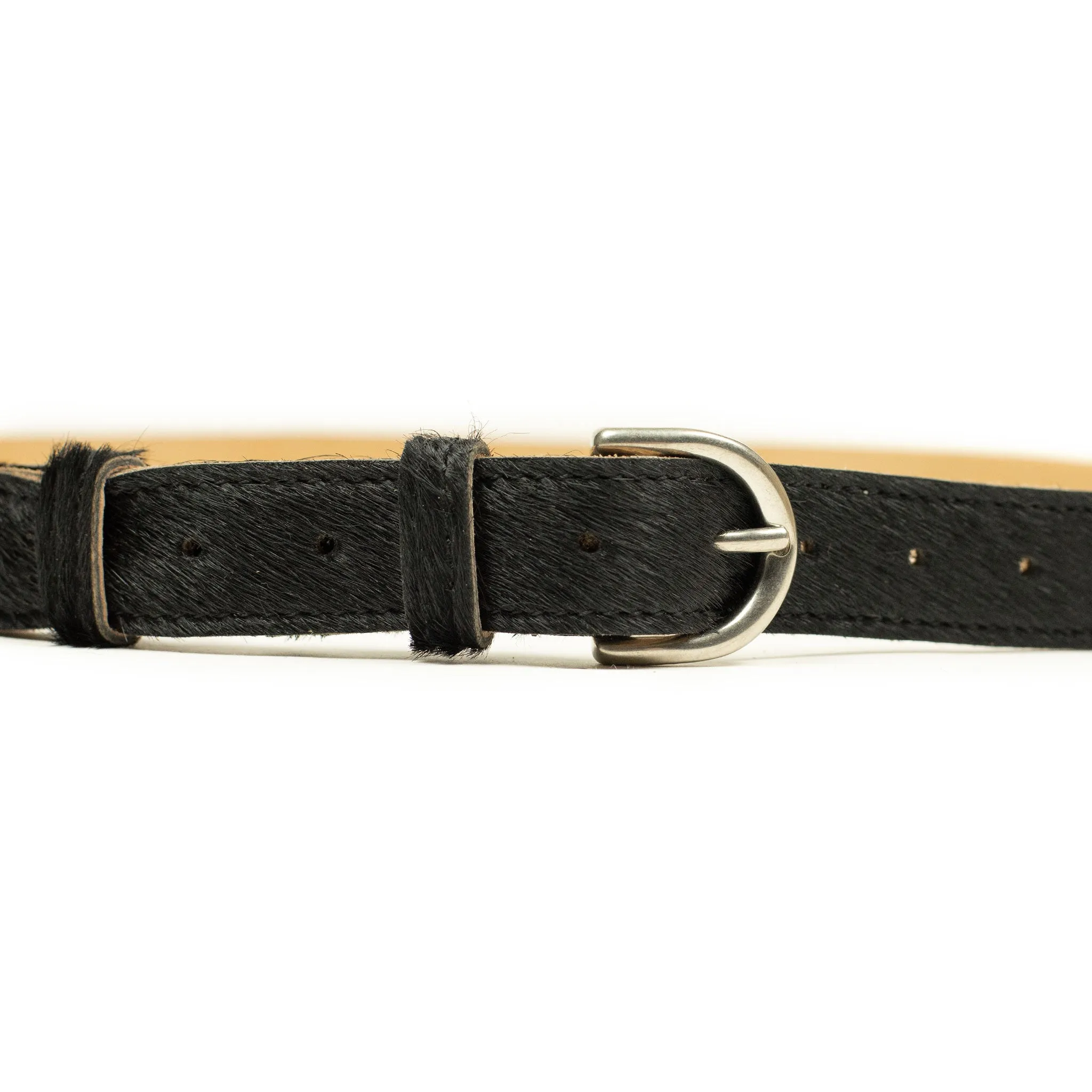 One-inch belt in natural black hair-on calf (restock)