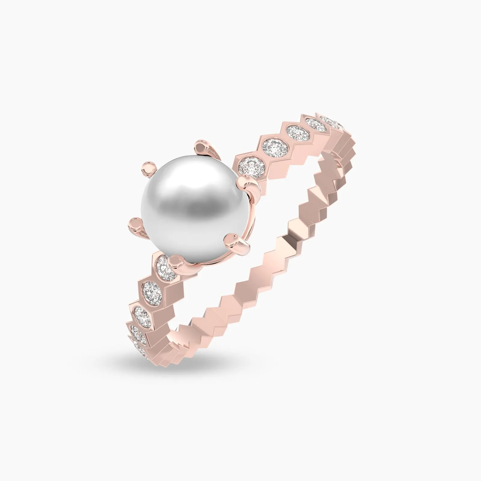 Rose Gold Eternal Pearl and Natural Ring