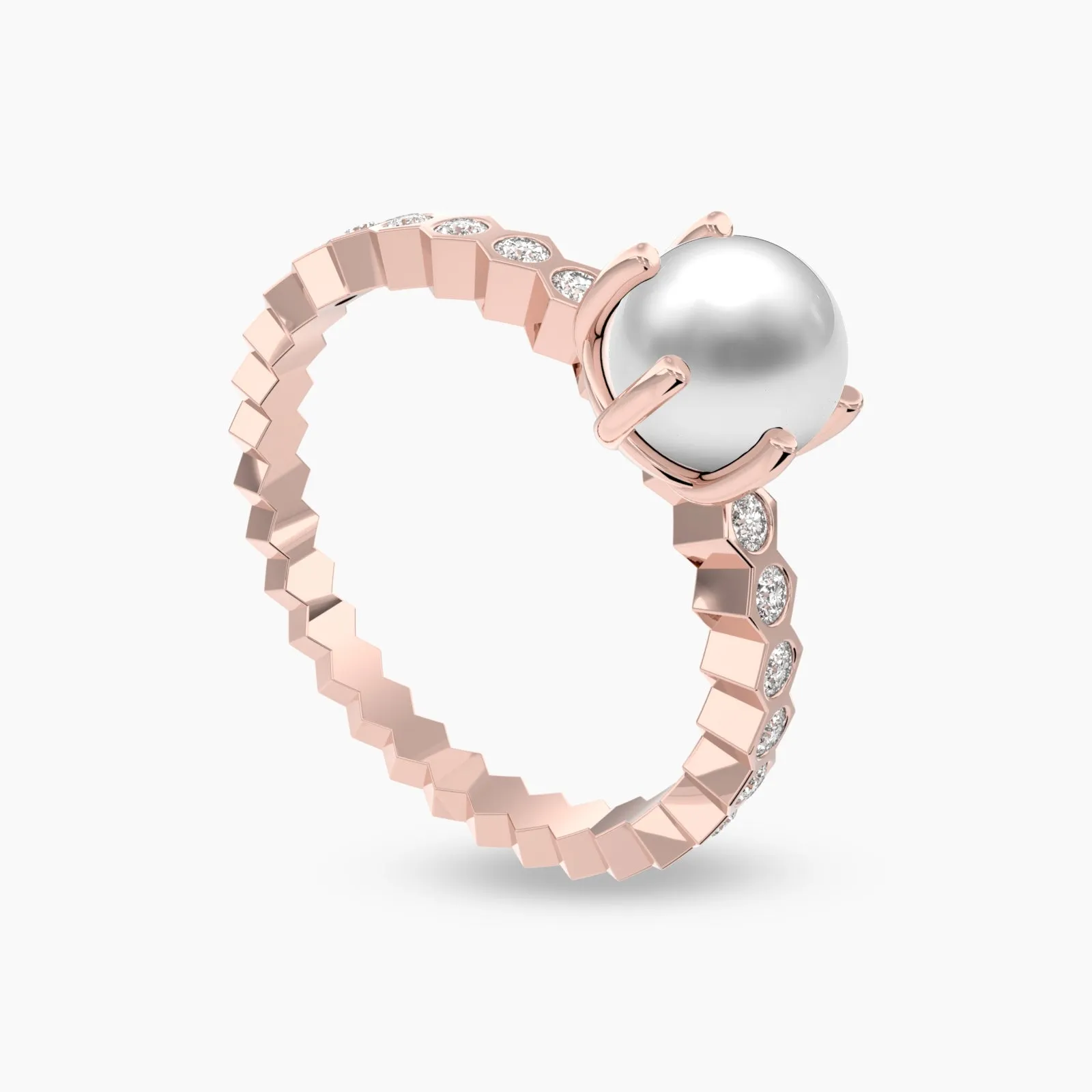 Rose Gold Eternal Pearl and Natural Ring