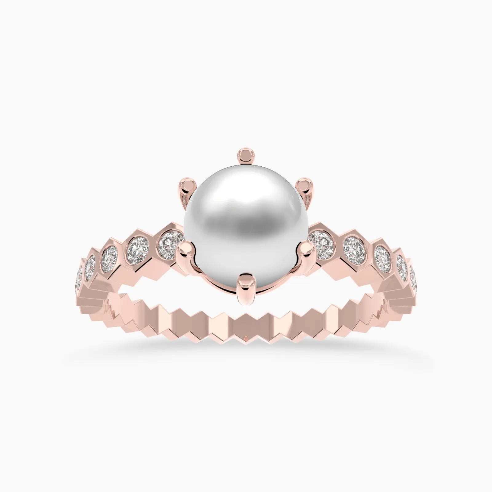 Rose Gold Eternal Pearl and Natural Ring