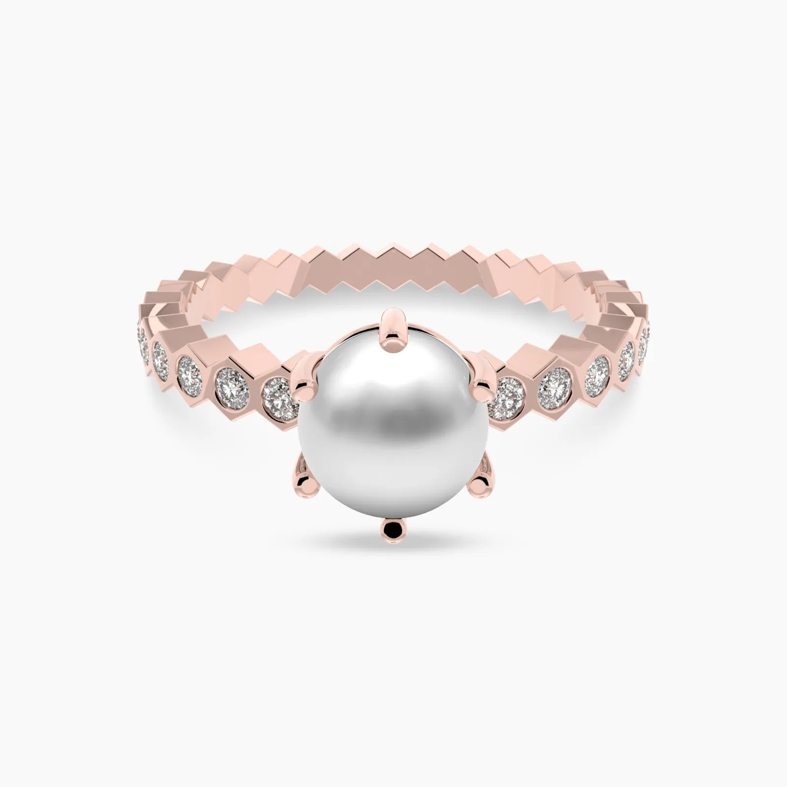 Rose Gold Eternal Pearl and Natural Ring
