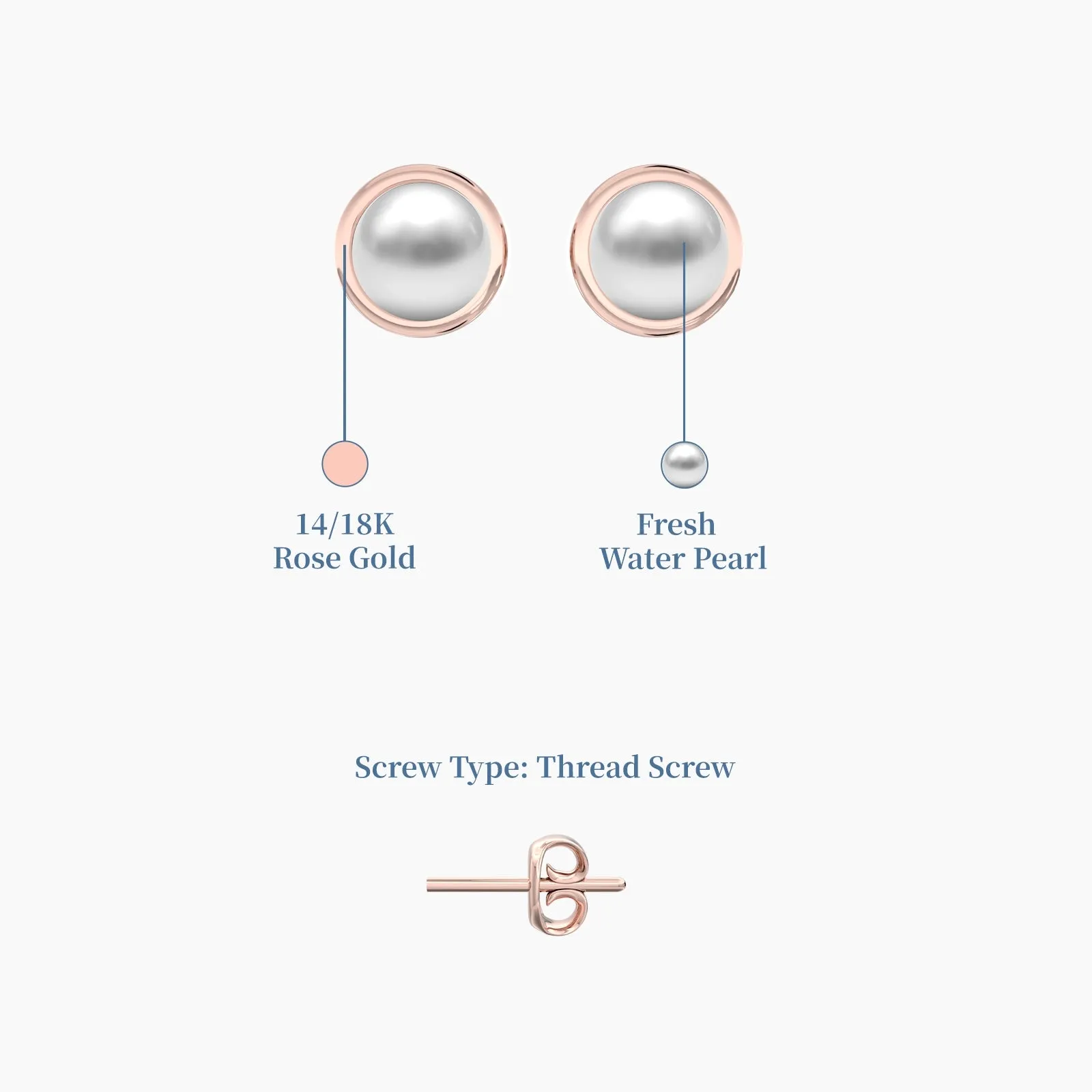 Rose Gold Little Pearl Earstuds